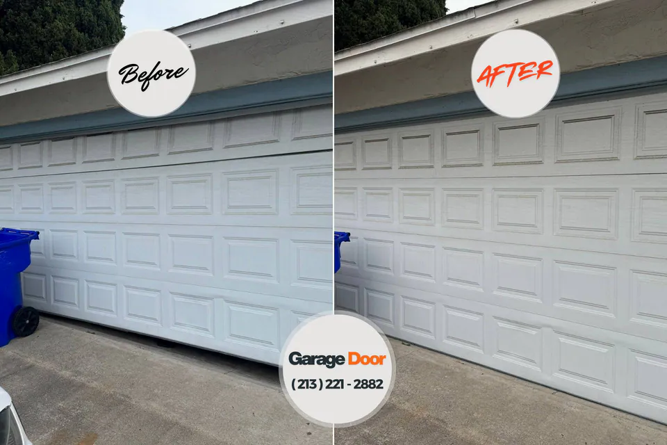 Before and after: garage door repair Mission, KS